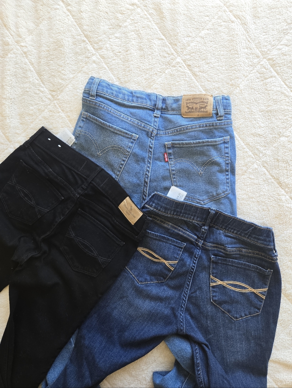 A&F Bundle Girl Kids Flare Jeans - Black and Dark Blue Color Size 13/14 Kids - Picture 6 of 11